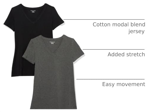 Image of Amazon Essentials Women's Regular-Fit Short-Sleeve V-Neck T-Shirt