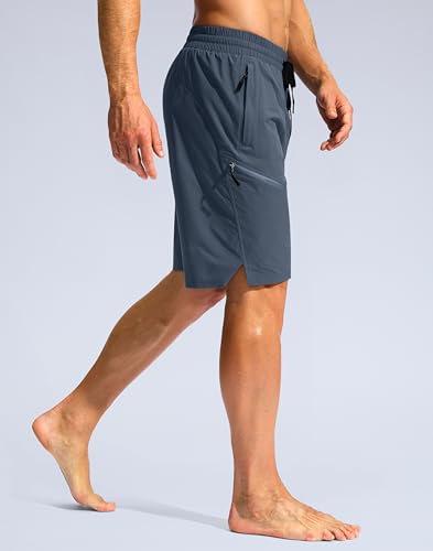Pudolla Men's Swim Trunks with Liner Quick Dry 9" Swim Shorts 3 Zipper Pockets Bathing Suit for Men2