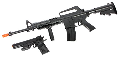 Colt Soft AIR USA RIS On-Duty Kit Spring Airsoft Rifle and Pistol, Black, 340/240 FPS 