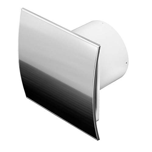 Edelstahl Badlüfter Ø 100 mm Timer/Nachlaufegelung mit Rückstauklappe Lüfter Ventilator Deckenlüfter Front Wandlüfter Badventilator Ventilator Einbaulüfter Bad Küche leise Nachlauf 10 cm