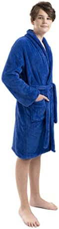 BC BARE COTTON Kids Microfiber Fleece Shawl Robe - Boys - Royal Blue - Large