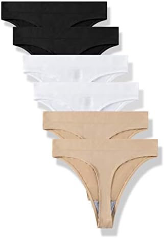 GRANKEE Women's Breathable Seamless Thong Panties No Show Underwear 6 Pack(B2W2S2 6 Pack M)
