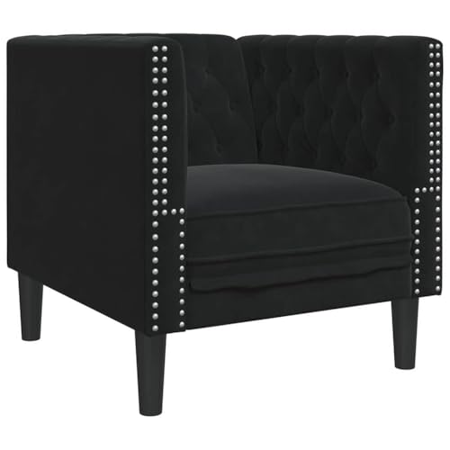 vidaXL Silla de Sofá Chesterfield Negro 71 x 74,5 x 70,5 cm Terciopelo, Muebles Modernos para Sala, rectángulos clásicos, duraderos, cómodos y con Estilo para Tus Espacios