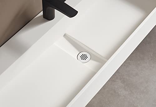 Serene Valley 47" Floating Or Countertop Bathroom Sink, Double Faucet Holes With Hidden Drain, Solid Surface Material In Matte White, Svws605-47Wh #TOP7