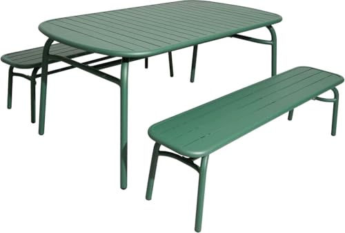 Proloisirs Ensemble Table et 2 bancs de Jardin en Aluminium Oscar