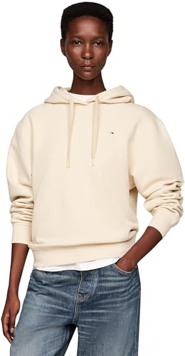 Tommy Hilfiger Damen Hoodie Flag On Chest mit Kapuze, Beige (Country...