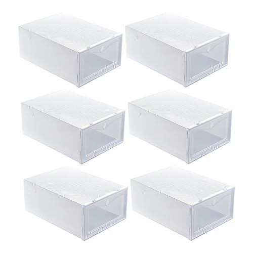PRETYZOOM 6Pcs Shoe Storage Box Thicken White Shoes Case Container Organization Space Saving and Transparent Design for Spaces