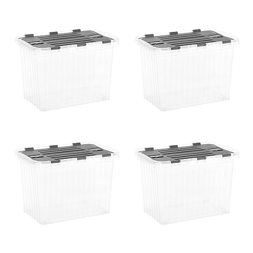 Image of Superio Storage Bins with Lids, Clear Plastic Containers for Organizing, Stackable Totes, BPA Free, Odor Free, Organizer Boxes for Home, and Dorm, 17 Quart (4 Pack, 15 inchx10 inchx10.25 inch)