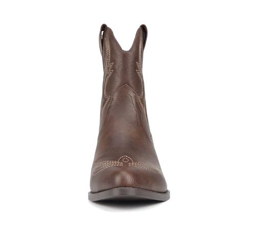 Image of Soda Women Cowgirl Cowboy Western Stitched Ankle Boots Pointed Toe Short Booties Rigging-S (Wide Fit Available)