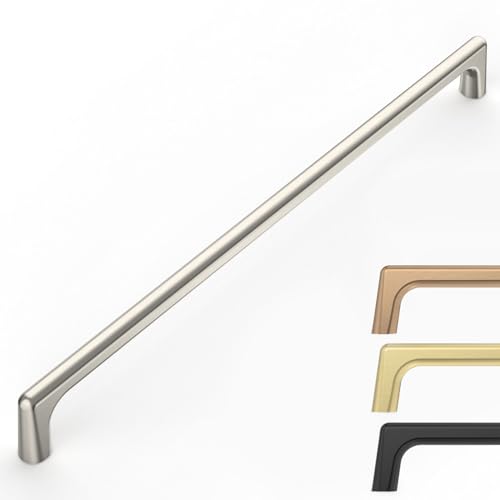 Image of 9BUILD 6 Pack Brushed Satin Nickel Cabinet Pulls 12.6 Inch Kitchen Cabinet Handles Cabinet Hardware Kitchen Handles for Cabinets Wardrobe Pulls Nickel Dresser Pulls Drawer Handle