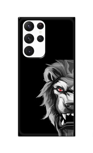 Image of PRINTFIDAA Printed Hard Back Cover Case for Samsung Galaxy S22 Ultra 5G Back Cover (Angry Lion) -112