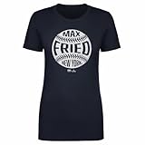 500 LEVEL Max Fried Shirt for Women - Max Fried New York Y Vintage Baseball WHT (Navy, Small)