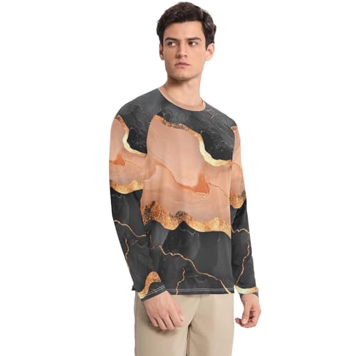 Marble Black Peach UPF 50+ Sun Shirts for Men Fishing Long Sleeve UV Protection Long Sleeve Running3
