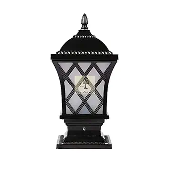 Metal Express Gate Lamp Outdoor Lights for Poles and Pillars | Net Triangle | Aluminum (Black)