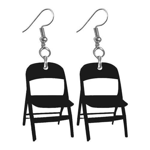 Hip Hop Sedia Pieghevole Orecchini Divertenti Acrilico Drop Dangle Orecchino Halloween Party Boemia Gioielli Scarpe Da Regalo Orecchini Da Donna Acrilico Unico, Taglia unica, come descritto
