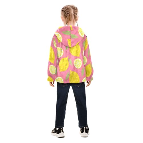 OTVEE Yellow Doodle Lemon Fruit Kids Hoodie Jacket Fall Spring Full Zip Warm Outwear Coat4