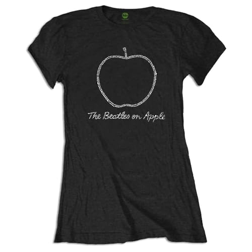 The Beatles On Apple Diamante Junior Fit T Shirt - Les Beatles, Paul McCartney, John Lennon, RIngo Starr, George Harrison The Beatles On Apple Diamante Junior Fit T Shirt