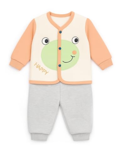 Image of Bold N Elegant Cotton Baby Winter Fleece Full Sleeve Front Button Colorful Cartoon Printed Sweatshirt and Pajama Lower Clothing Set for Newborn Infant Toddler Baby Boy Girl