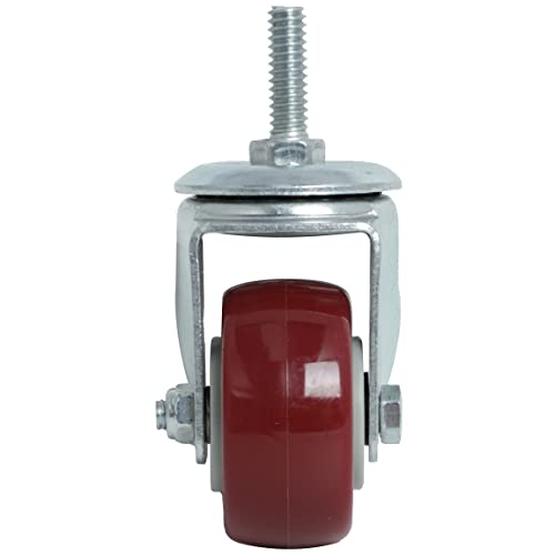 finnhomy swivel caster wheels 2 inch heavy duty threaded stem casters 1434 - 20 x 1 set of 4 for wire shelve wheels pu load bearing 800 lbs anti-wear smooth casters red
