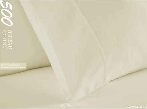 Image of 100% Cotton Premium Single Size Bedsheet with 2 Pillow Covers | Ultra-Soft, Breathable, Hotel-Quality Fabric | Elegant Collection for Bedroom Decor (Ivory Solid)