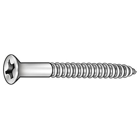 Wood Screw, Flat, 12x1 L, Zinc, PK100