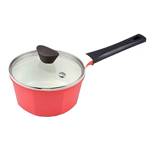 NMNMNM Saucepans Ceramics Nonstick Sauce Pan Milk Pot Skillet Baby Food Supplement Pot with Lid and Handle 2L,red Milk Pan/Saucepan