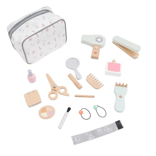 Maletín de maquillaje para niños, juego de maquillaje infantil de madera, seguro de usar, juego de peluquería para niñas a partir de 3 años, juego de maquillaje infantil, regalo para niñas de 2 a 6
