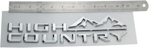 Image of 3X 2019-2026 Tahoe Compatible with Silverado High Country Tailgate Letter Logo Emblem 3D Badge Namaplate Replacement for High Country (Chrome Silver)