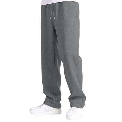 Boy's Baggy Sweatpants Straight Wide Leg Open Bottom Athletic Joggers Elastic Waist Casual Sweat Pants with Pockets2