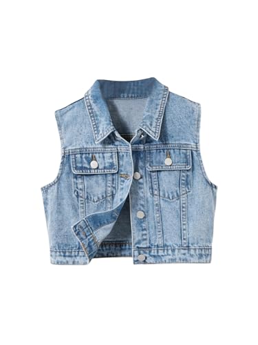 Image of SweatyRocks Girl's Denim Vest Button Down Sleeveless Jean Jacket Outerwear with Pockets