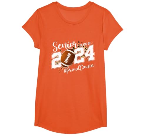 Proud Cousin of A 2024 Senior Football Graduate Class 2024 T-Shirt, Girls, Orange, Small