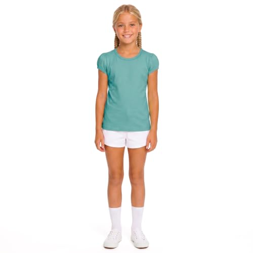 Image of Lilax Girls Short Puff Sleeve Cotton T-Shirt, Toddler & Little Girls Top | 95% Cotton Puff Sleeve Tee; Crewneck, Short Sleeve; Toddler & Girls Sizes 2T-12; for School, Play & Everyday; Machine Wash
