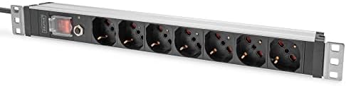 DIGITUS 19" listwa zasilająca - 5 gniazd - 1U - 250VAC - 50/60Hz - 16A - Z filtrem sieciowym, ochroną przeciwprzepięciową i wyłącznikiem