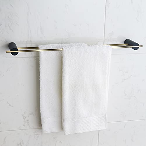 YCVAWEOD Schwarz und D Badetuchregal Europäischer Style Handtuchregal ohne Bestrafung von Haken Badezimmer Rack Handtuchschiene/Handtuch Doppelstange LWX