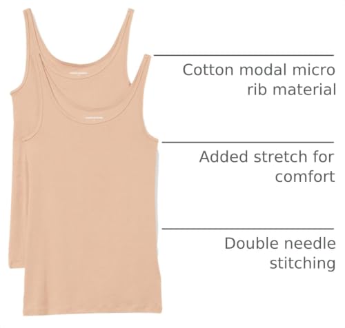Image of Amazon Essentials Women's Slim-Fit Thin Strap Tank Top, Pack of 2