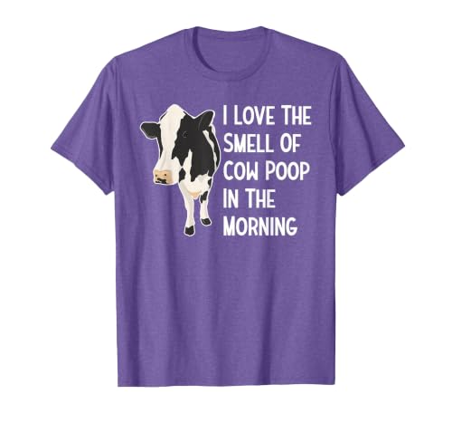 I Love The Smell of Cow Poop in The Morning Farming Farm T-Shirt, Men, Purple Heather, Large