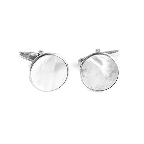 Mrcuff Mother Of Pearl Cufflinks & Tie Clip Bar & Studs Tuxedo Set In Presentation Gift Box & Polishing Cloth #TOP2