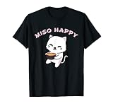 ¡Feliz miso! Divertido y lindo japonés, estilo kawaii, anime, gato comiendo un tazón de sopa
