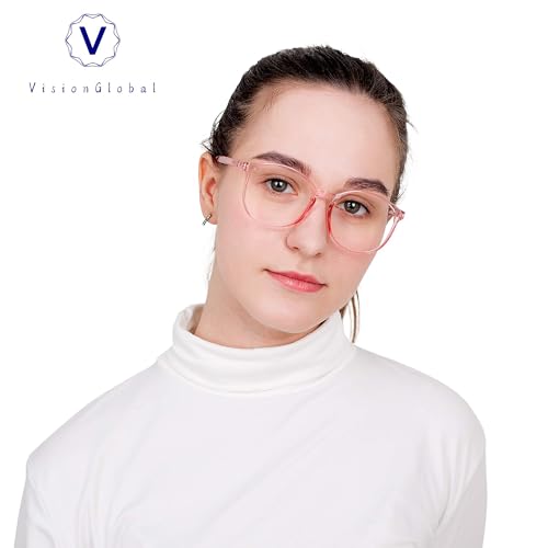 Image of VisionGlobal Blue Light Blocking Glasses, Lightweight Oval Frame, Computer Glasses for Gaming, Office, TV