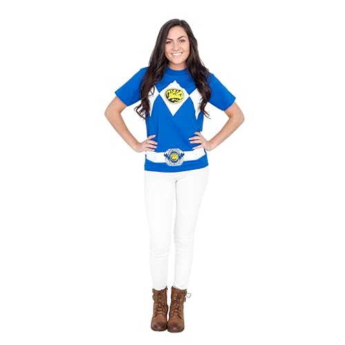 Power Rangers Blue Costume T-Shirt(Blue,Large)