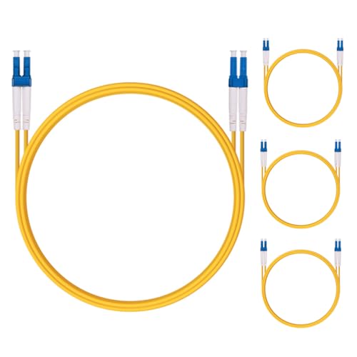 Image of 4 Pack OS2 LC to LC Fiber Patch Cable, 2m Single Mode SFP Fiber Jumper, Duplex LC-LC 9 /125um, LSZH, Yellow, 6.6ft, for 1G /10G SMF SFP Transceiver, Router, Networks and More