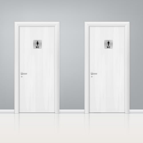 WC Schild Selbstklebend, 2 Stück Toilettenschilder Damen Herren, Edelstahl Toilettenschild Selbstklebend, Ideales Gäste WC Schild, WC Aufkleber, Türschild WC, Schild WC, Schild Toilette