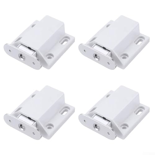 Sistema di chiusura magnetica a pressione, confezione da 4, per ante di cassetti e armadietti, colore: bianco