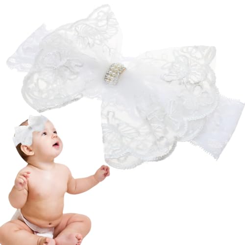 UEIOAVL Fasce moda bambina, Fascia per capelli per bambina Fascia per capelli per bambina Fascia per capelli con fiocco in pizzo bianco Fascia per capelli per bambina