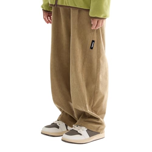 Girls Corduroy Pants Loose Elastic Waist Outdoor Hiking Joggers Kids Barrel Pants Pull on Solid Trousers 3-14 Years4