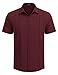 COOFANDY Men's Vacation Shirts Short Sleeve Casual Button Down Shirts Cuban Shirts Wine Red