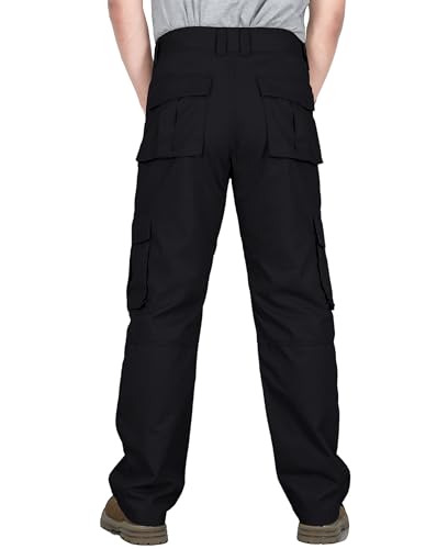 BOCOMAL FR Pants for Men Cargo Pockets Flame Resistant/Fire Retardant Black Elastic Waist Water & Oil Repellent Finish