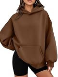WYNNQUE Hoodies for Women Oversized Sweatshirts Fall Fashion Outfits 2026 Casual Sweaters Tops Fleece Plus Size Workout Comfy Winter Clothes Brown S