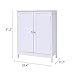 IWELL Bathroom Floor Storage Cabinet with 2 Adjustable Shelf, 6 Heights Available, Free Standing Kitchen Cupboard, Wooden Storage Cabinet with 2 Doors, Bookcase, Shoe Storage, White YSG003B