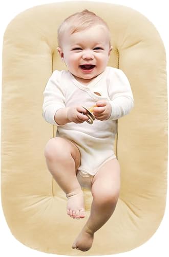Image of 2025 New Baby Lounger, Soft & Breathable Cotton Snuggle Organic Lounger (Beige)